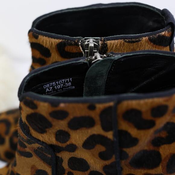 Boden Brown Leopard Print Pony Hair Ankle Boots SIZE 38 Women's - Picture 4 of 8